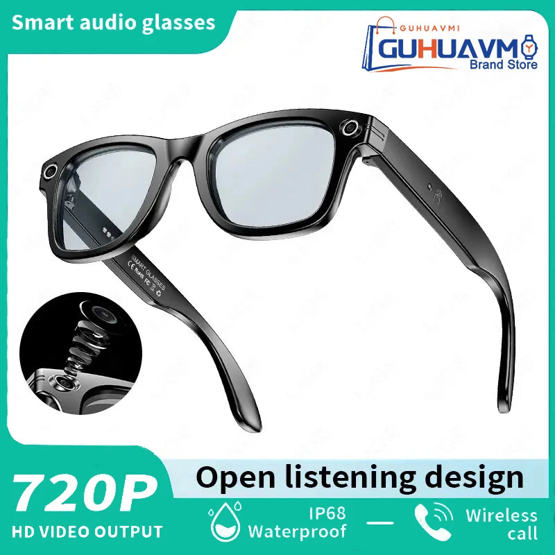 2025 Smart Glasses Camera AI Translation Video Bluetooth Call Headphones Voice Assistant Outdoor Sport Sunglasses HD 800W Camera