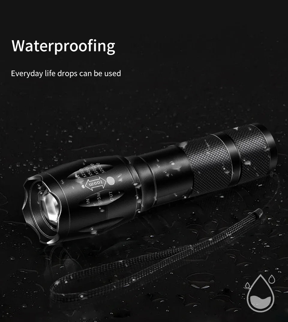 LED Aluminum Flashlight Outdoor Adventure Sports Emergency Flashlight Premium Black Color Changeable Light Compact and Portable