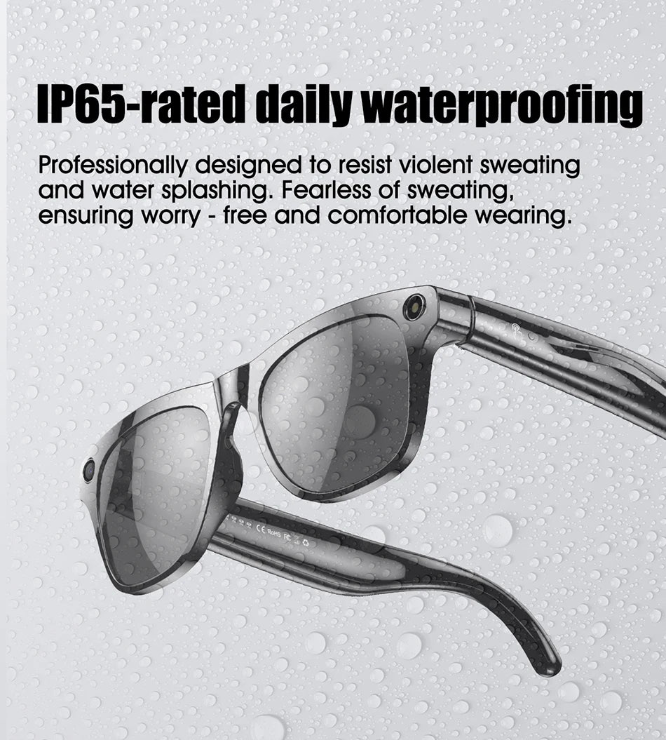 2025 Classic AI Smart Glasses 100MP Camera Waterproof Bluetooth Call Playing Music Sports Glasses Identify Pictures Use ChatGPT