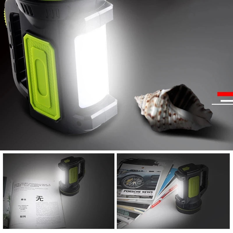 LED Strong Searchlight Flashlight Portable Hand Lamp Rechargeable 2 Lighting Modes Emergency Hiking Camping Energy Saving Torch