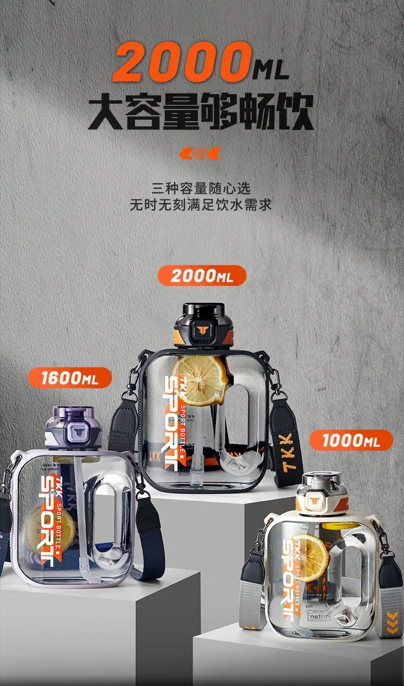 Big Capacity Sports Bottle New Tritan Water Kettle Drink Bottles Outdoor Fitness Space Cup GYM Kettle BPA FREE 1L/1.6L/2L
