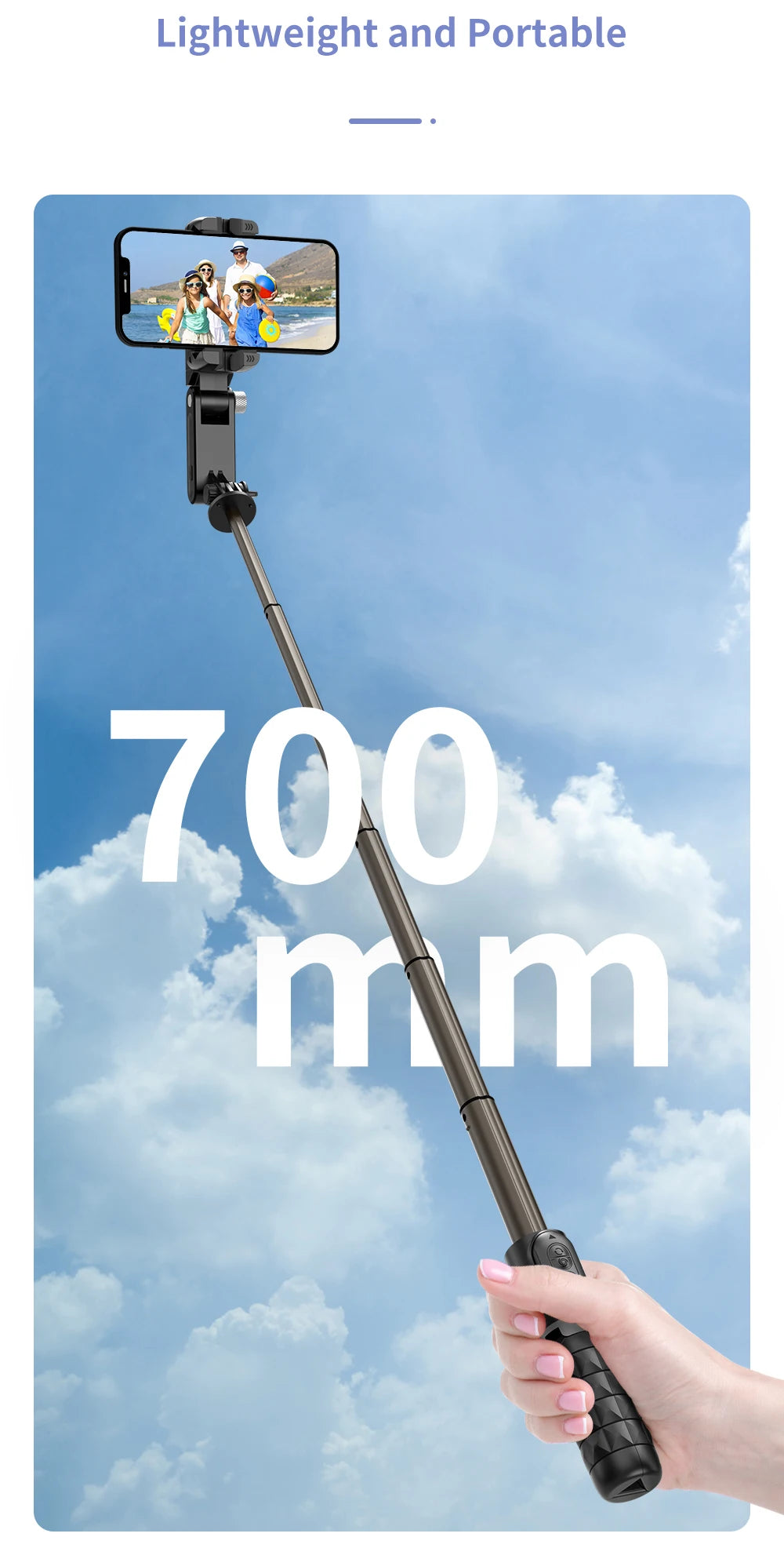 Q18 Desktop Following the shooting Mode Gimbal Stabilizer Selfie Stick Tripod with Fill Light for Smartphone
