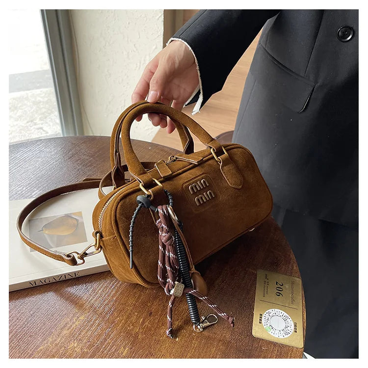 2025 New Fashionable dull Polish bag portable women's full retro crossbody bag shoulder bag popular