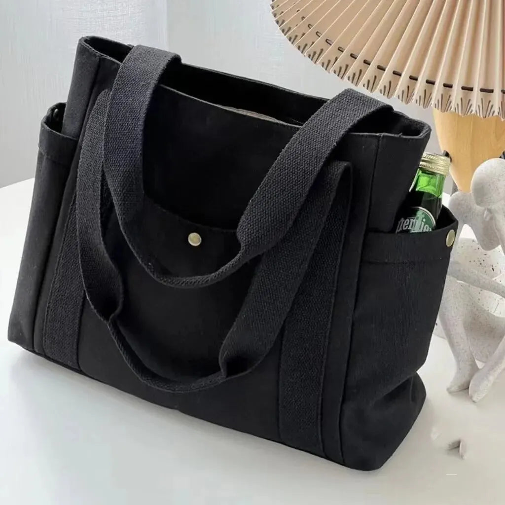 Large Capacity Tote Canvas Bag for Work Outgoing High Appearance Commuting Versatile Art Student Clothing Book Shoulder Bag.