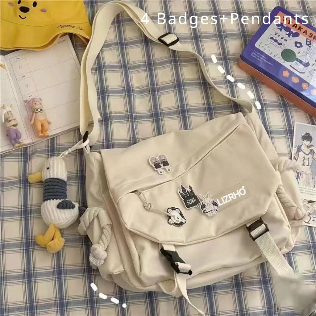 Women's Nylon Handheld One Shoulder Versatile Large Capacity Crossbody Bag Retro Work Travel