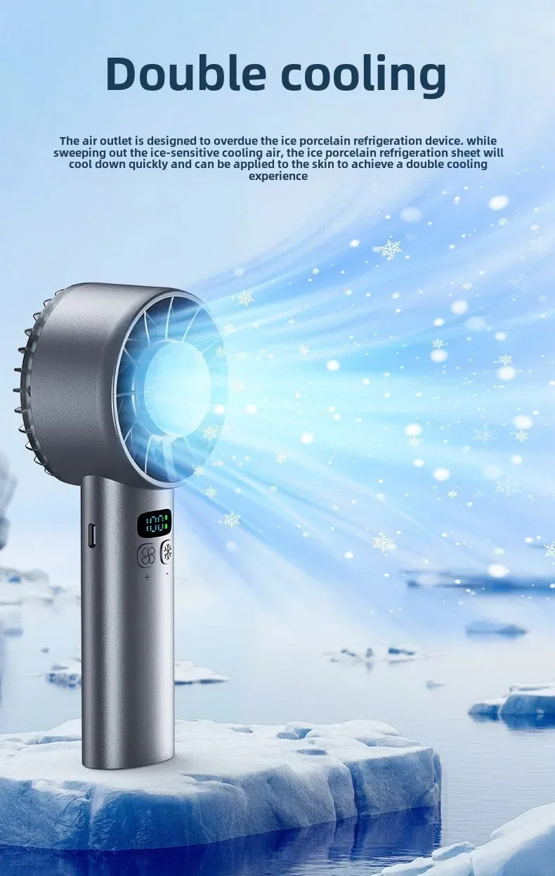5200mAh Portable mini Fan 100 Wind Speeds Instant Cooling with Ice Mode Handheld fan USB Rechargeable electric fans Camping Fan