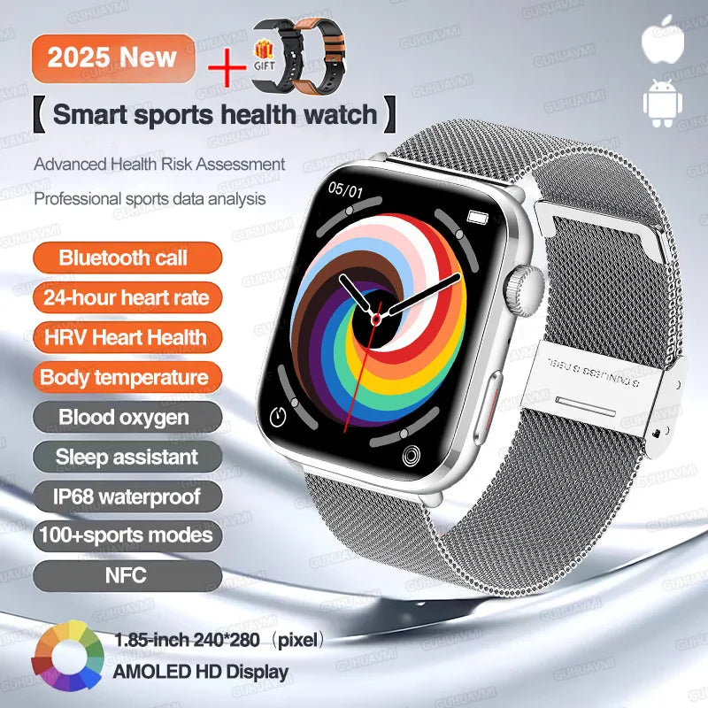 2025 New For Xiaomi Smart Watch HD Bluetooth Call AMOLED Screen NFC Waterproof GPS Sport Health Tracker Smart Watch