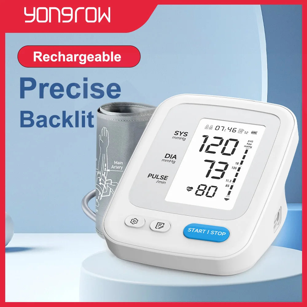 Yongrow Portable Digital Upper Arm Blood Pressure Monitor Measurement Tool Tonometer Sphygmomanometer