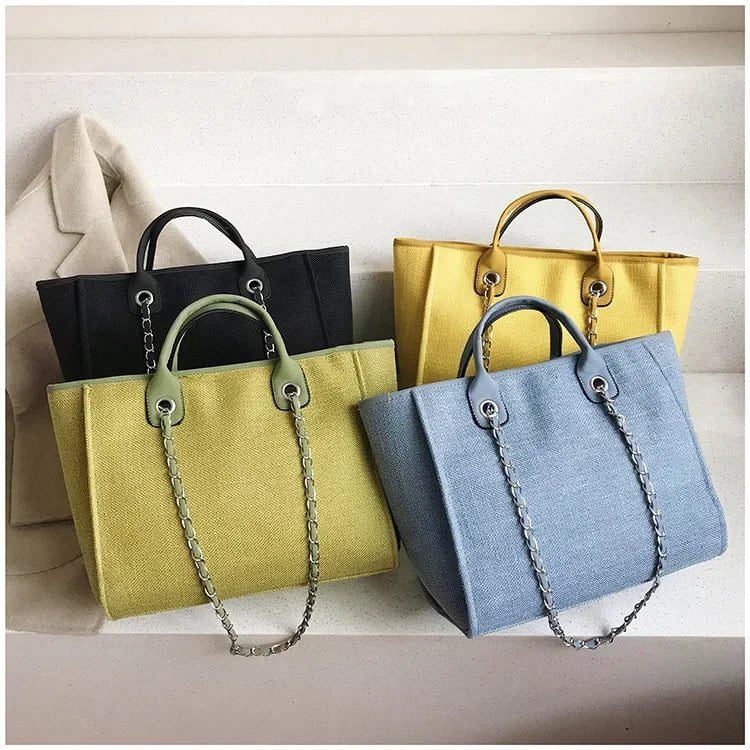 Fashion Make Up Designer Big Women's New Korean Fashion Casual Large Capacity Shoulder Crossbody Chain Tote Bag
