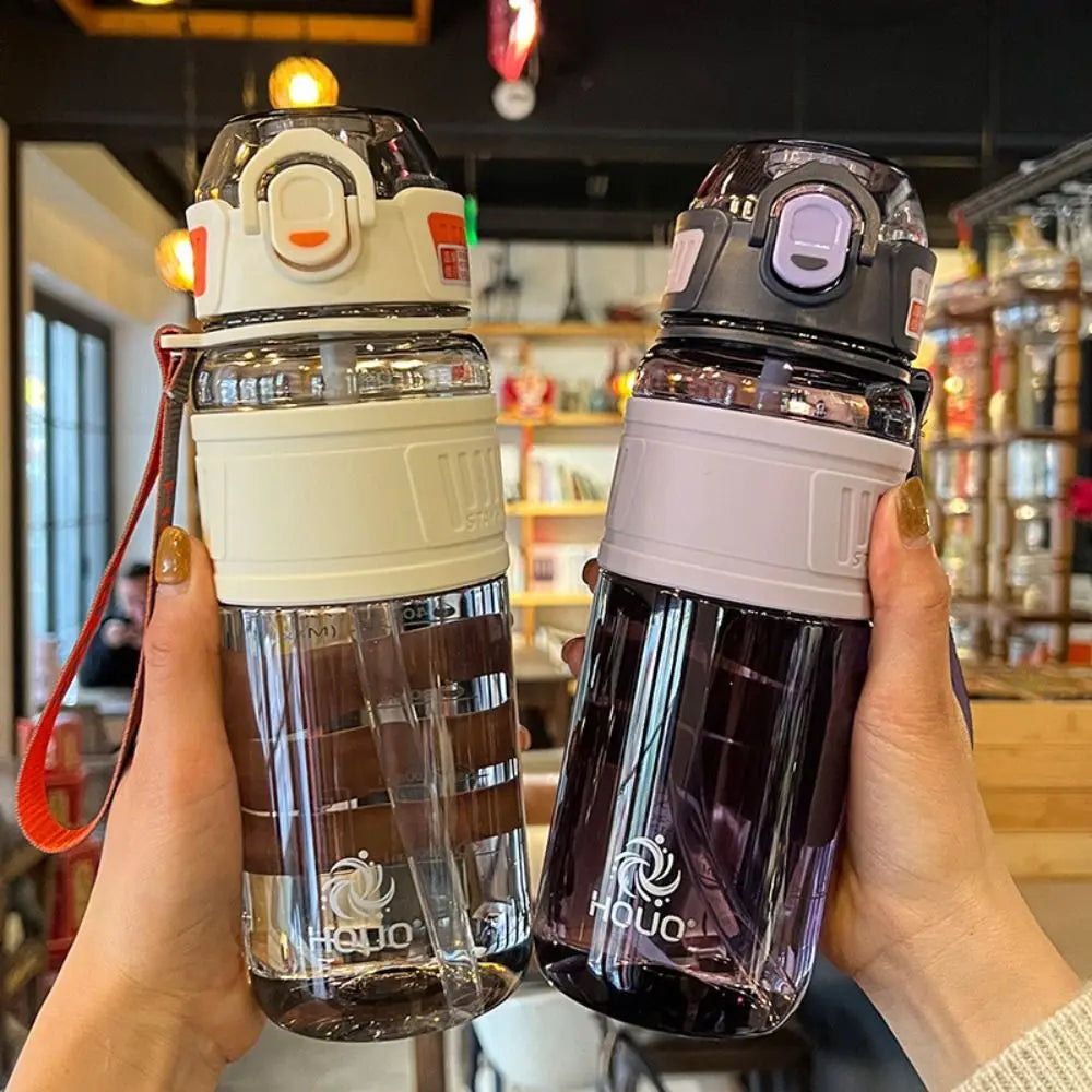 PC 1 Liter Sports Water Bottle Leak Proof Large Capacity Colorful Plastic Cup Silicone Cup Holder Portable Handle