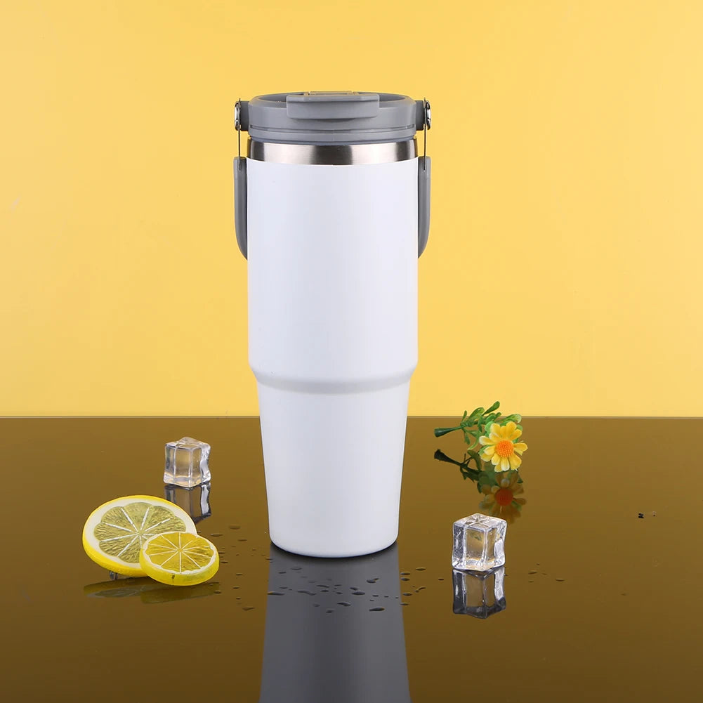 30oz Vacuum Insulated Cup with Handle Double-Layer Insulated Cup Stainless Steel Sports Water Bottle for Cold Hot Beverages