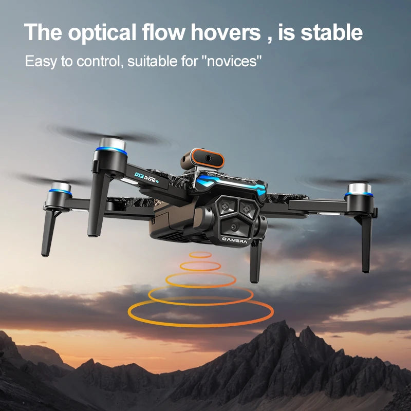 New D13 RC Drone 4K Professional HD Triple Camera 5G WIFI FPV Dron 360° Obstacle Avoidance Brushless Large Screen Quadcopter