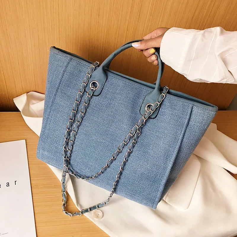 Fashion Make Up Designer Big Women's New Korean Fashion Casual Large Capacity Shoulder Crossbody Chain Tote Bag