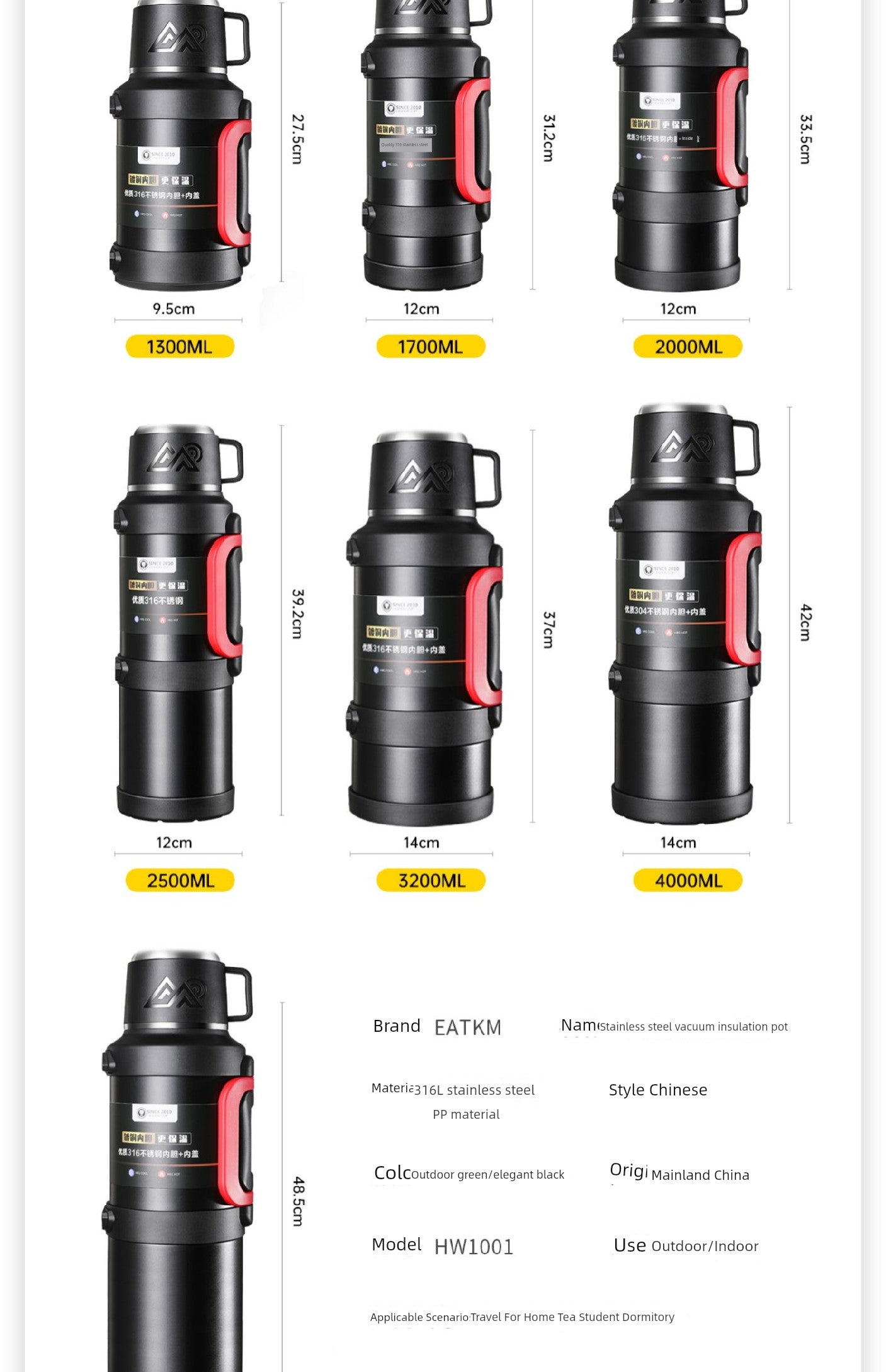2024 Thermal Pot Large Capacity Men Outdoor Thermal Cold Preservation Dual Use Water Cup