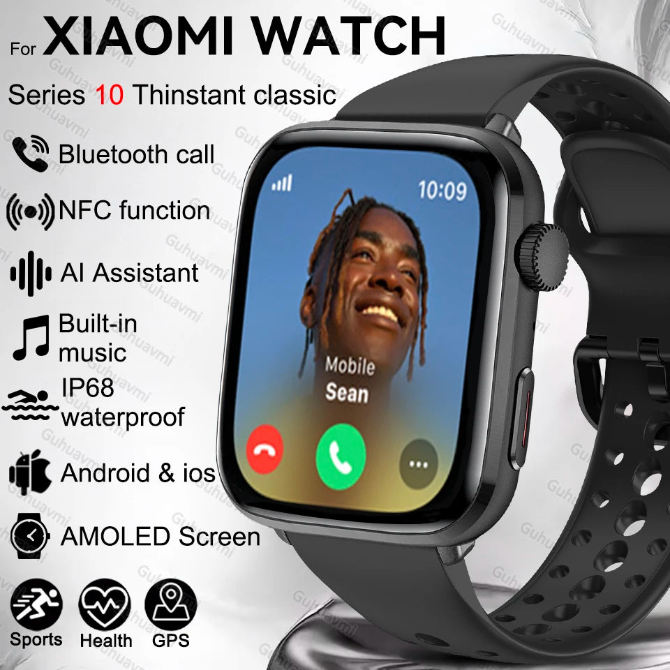 2025 New For Xiaomi Smart Watch HD Bluetooth Call AMOLED Screen NFC Waterproof GPS Sport Health Tracker Smart Watch