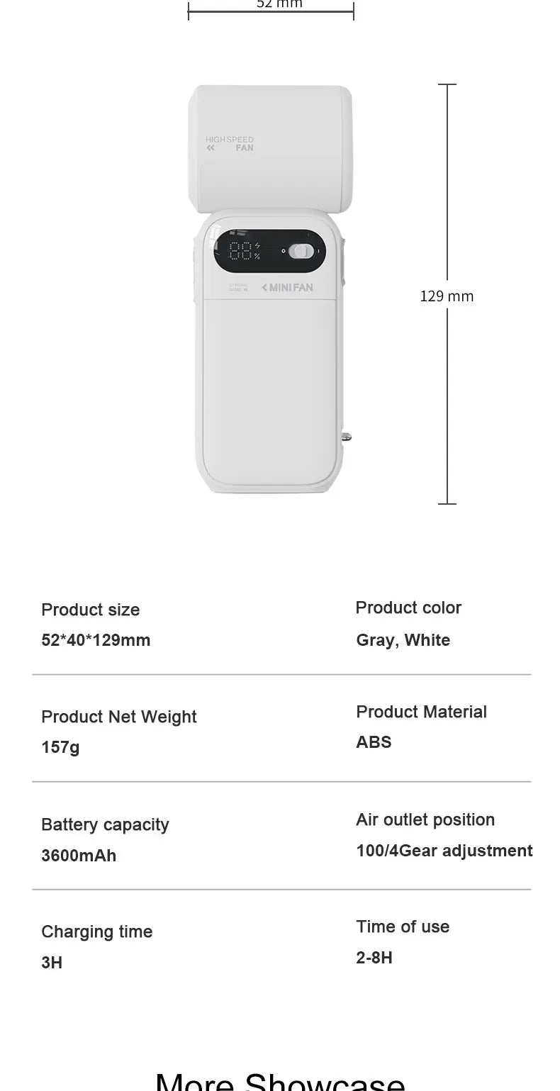 Xiaomi Youpin Electric Fan Wireless Portable Handheld Desktop Small Fan 100 Levels High Speed Strong Wind Mini Pocket Fan Gift