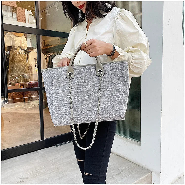 Fashion Make Up Designer Big Women's New Korean Fashion Casual Large Capacity Shoulder Crossbody Chain Tote Bag