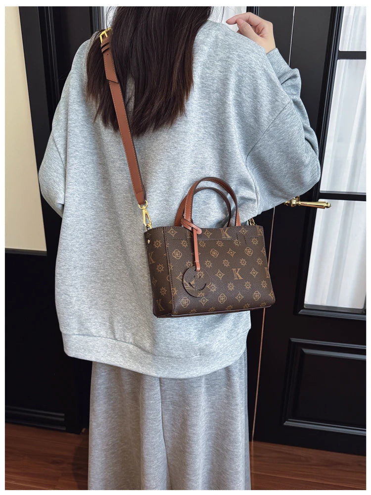 Classic Leather Tote Bag For Ladies, Shoulder Strap And Spacious, Elegant Popular Handbag By Luxury Brand For Women
