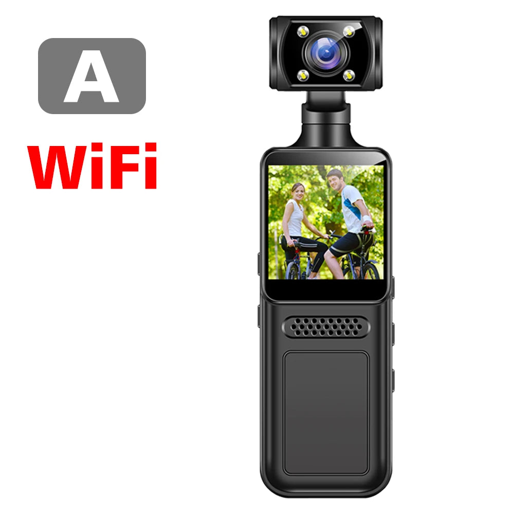 128GB 4K Ultra HD Action Mini Camera 180 Rotatable Vlog Wifi Sports Cam Waterproof Case Helmet Travel Bicycle Driver Recorder