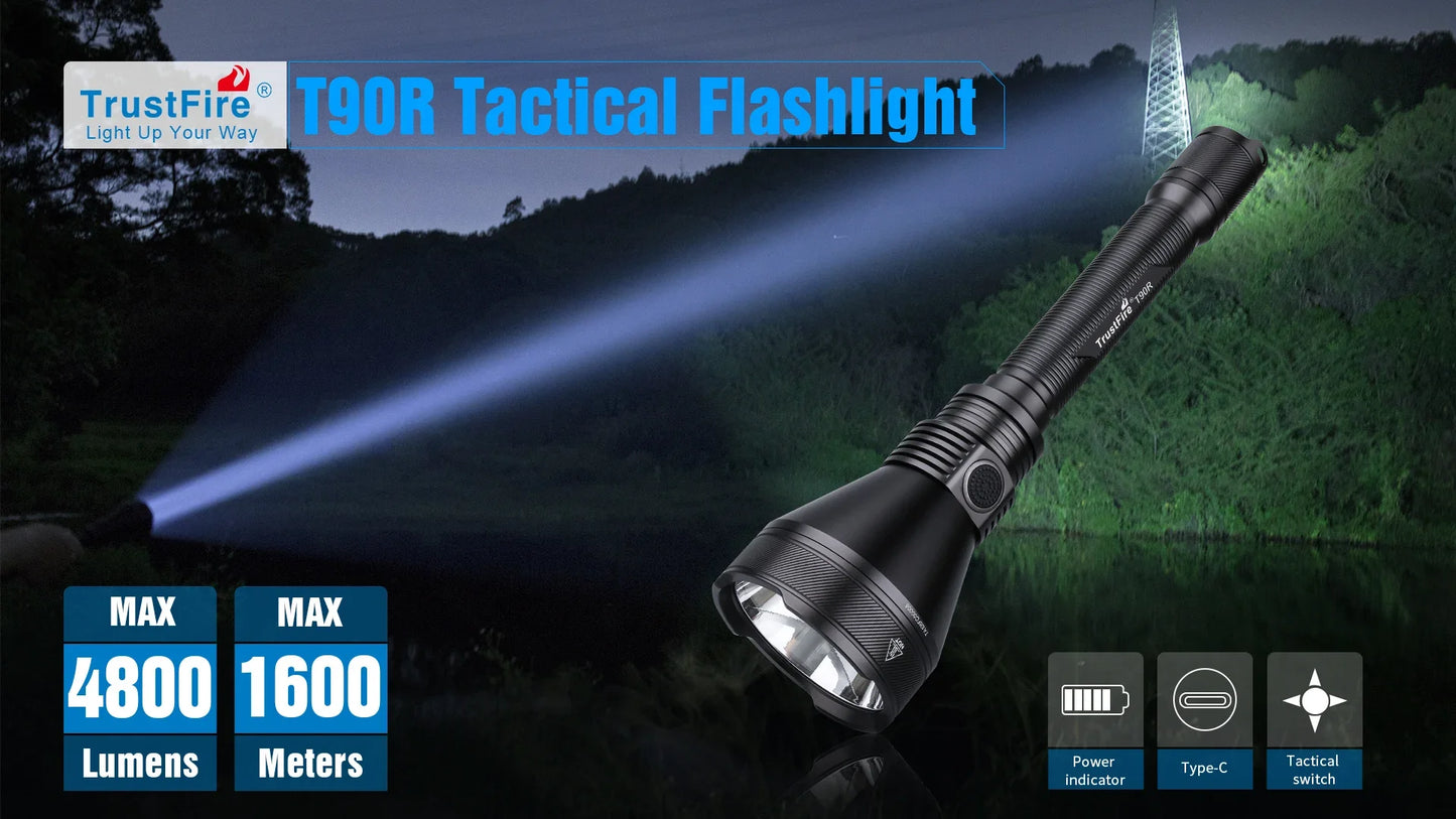 Ultra Tactical LED Flashlight LMNS SBT-90 4800LM High Power Rechargeable Military Torch Light for Hunting Self-Defense Camping