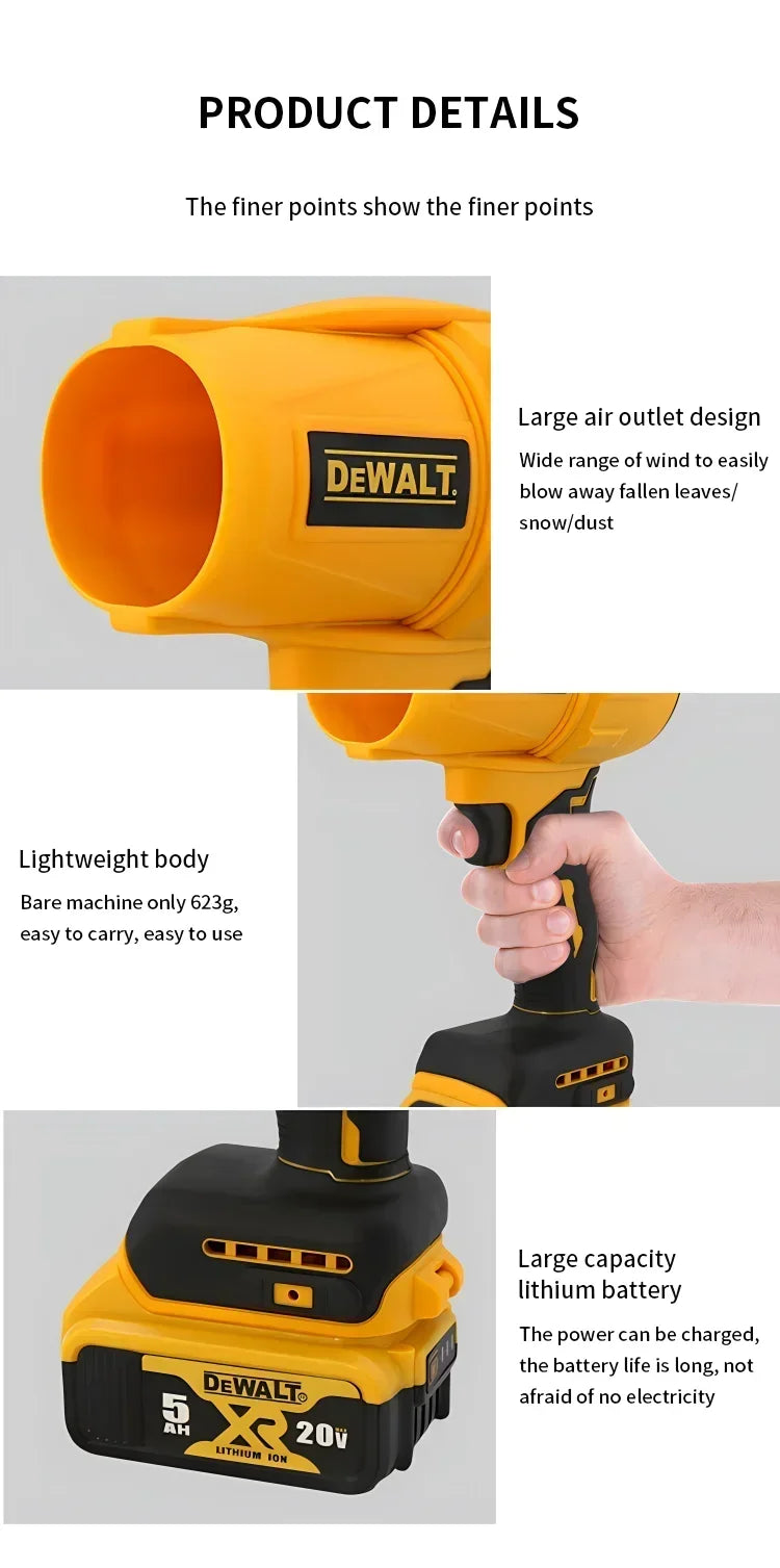 Dewalt 30000RPM Brushless Air Blower Cordless Turbo Fan Handheld Violent Fan Dryer 20V Rechargeable Dust Blowing Tool 2025 New
