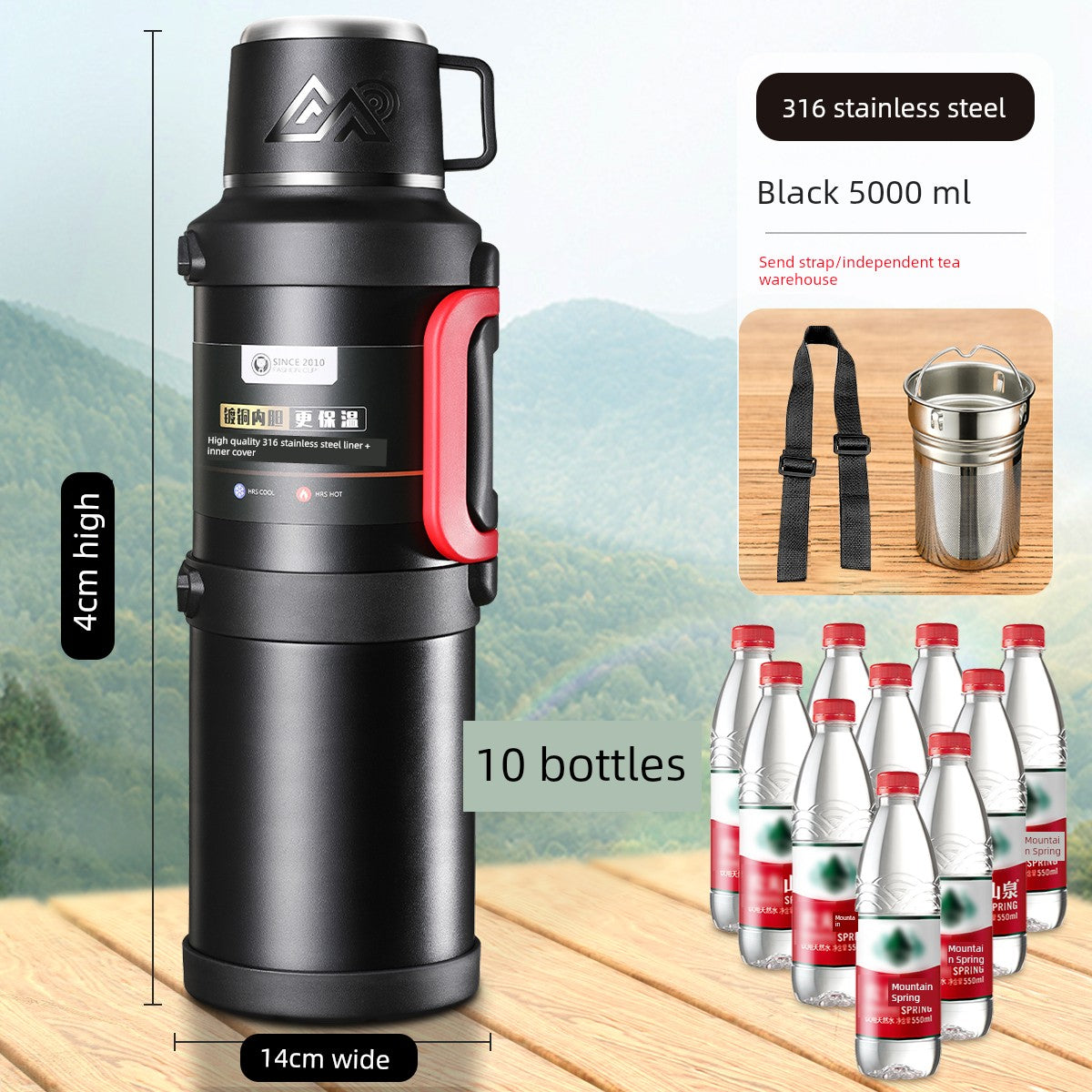 2024 Thermal Pot Large Capacity Men Outdoor Thermal Cold Preservation Dual Use Water Cup
