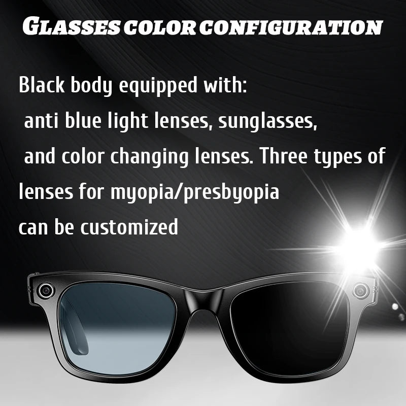 LIGE 800W Pixels Smart Glasses Recording Videos AI Photo Recognition Answer Translation 270mAh IP65 Waterproof Bluetooth Glasses