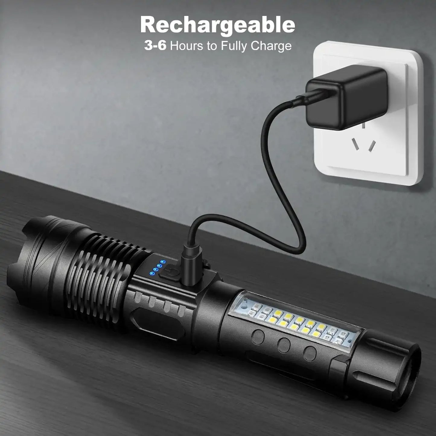 Strong Light Flashlight Charging, Long Endurance, Outdoor Multifunctional Long-range Illumination, Flashlight with Work Light