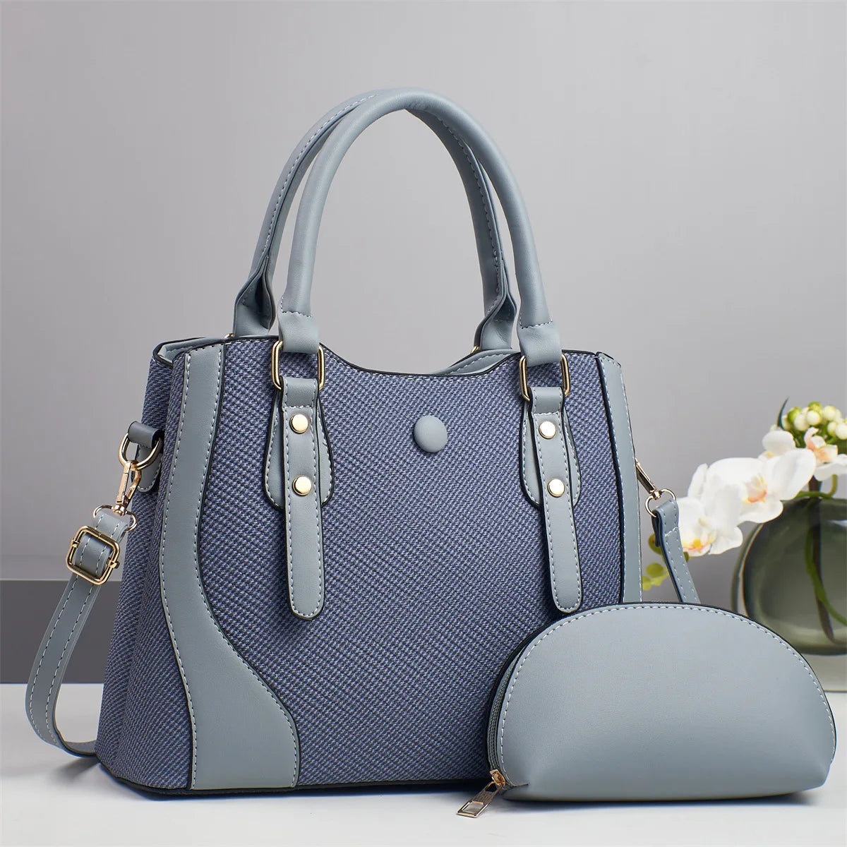 2pcs/set Vintage Women Handbag Composite Bags Multifunctional High Quality PU Leather Tote Ladies Shoulder Crossbody Bag