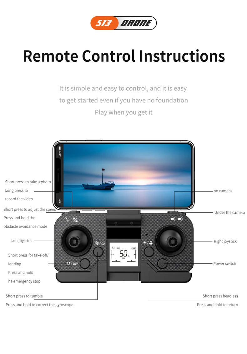 Xiaomi Mijia S13 Drone 8K Professional Dual Camera GPS FPV Brushless Motor Optical Flow Hovering Foldable Quadcopter.