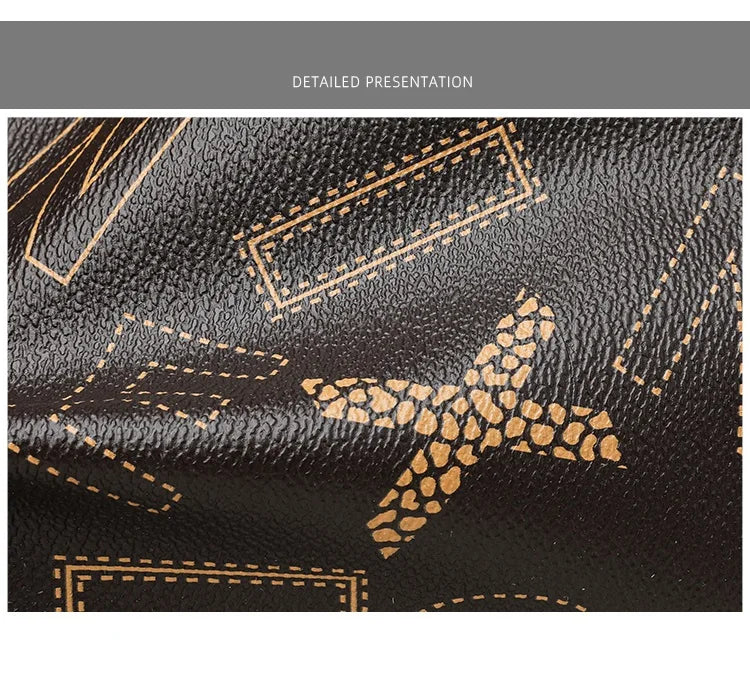 Ladies Middle-Aged Bag Large Capacity printed Work Clothing Soft Leather Multi-Pocket Cross-Body Bag Retro Shoulder Bag