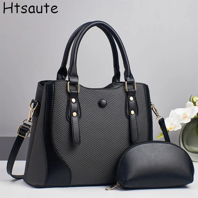 2pcs/set Vintage Women Handbag Composite Bags Multifunctional High Quality PU Leather Tote Ladies Shoulder Crossbody Bag