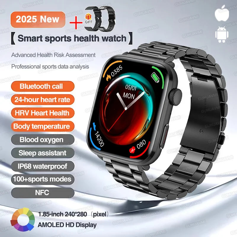 2025 New For Xiaomi Smart Watch HD Bluetooth Call AMOLED Screen NFC Waterproof GPS Sport Health Tracker Smart Watch