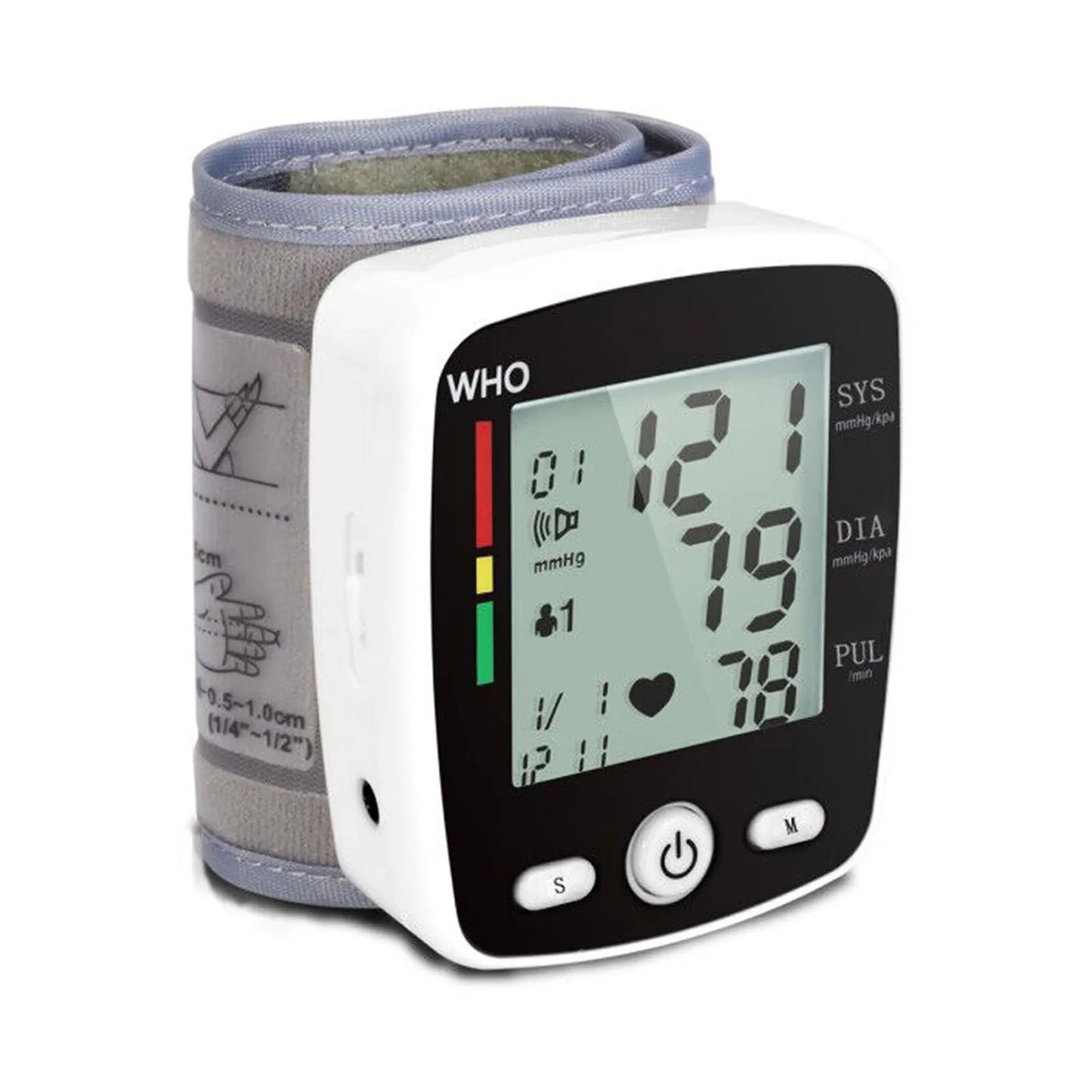 Rechargeable Digital Blood Pressure Monitor Wrist Electronic Sphygmomanometer Tensiometer With LCD Display, 2 x 99 Memory