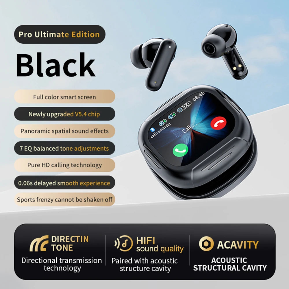 LX-60 Full Touch Screen Headphones ANC Bluetooth 5.4 Noise Cancelling Earphones HiFi Stereo Wireless In-Ear ENC Earbuds With Mic