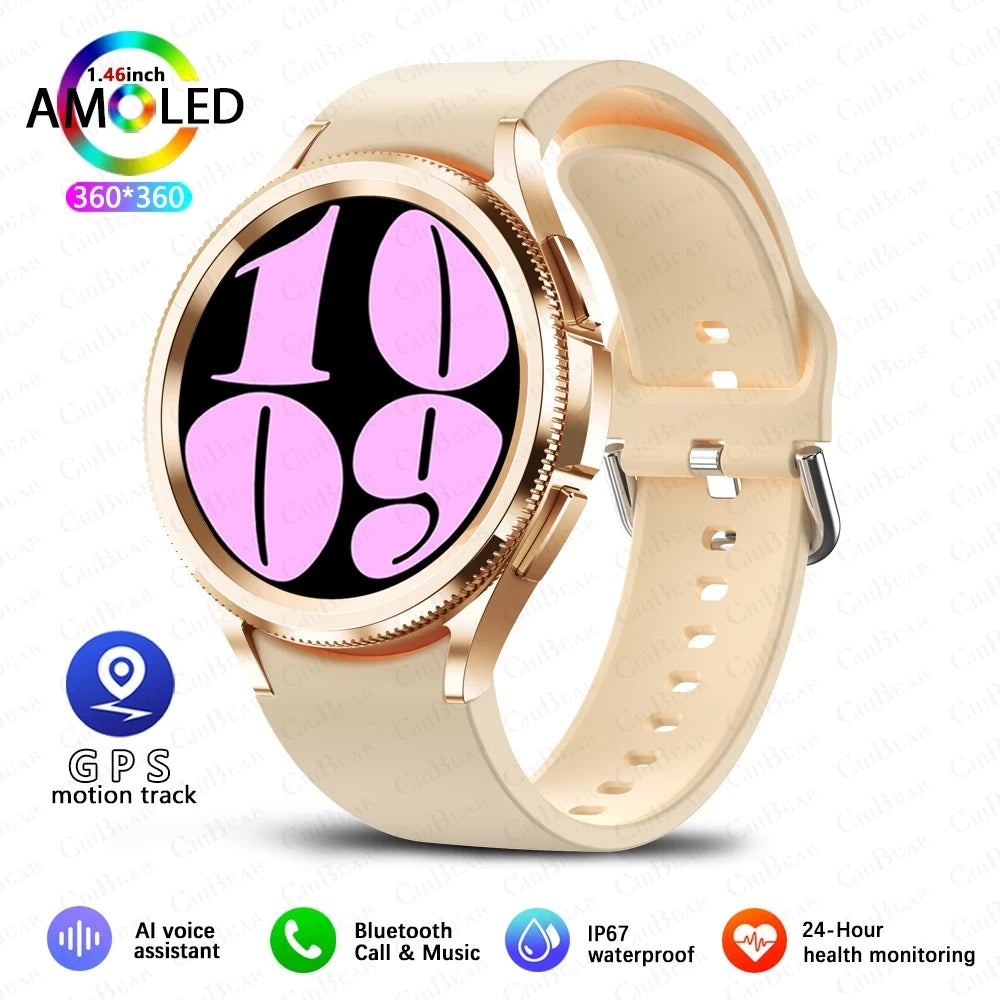 2025 New Watch 6 Classic Smartwatch Men GPS Sports Amoled Screen Heart Rate Waterproof Bluetooth Call Music Smart Watch Women