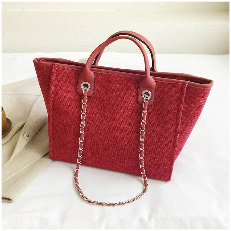 Fashion Make Up Designer Big Women's New Korean Fashion Casual Large Capacity Shoulder Crossbody Chain Tote Bag
