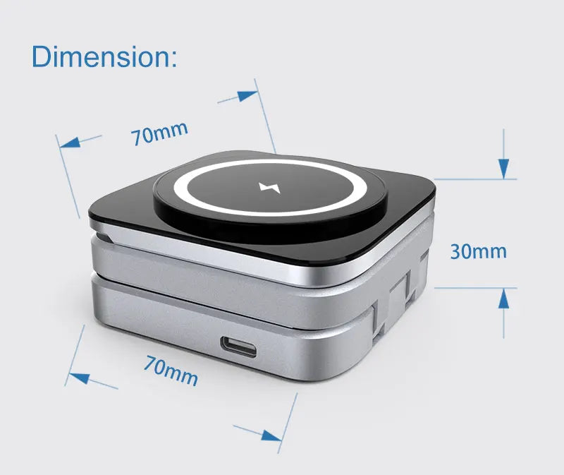 Magnetic Wireless Charging Station Foldable 3-in-1 for iPhone 12~15 Series AirPods iWatch Portable Travel Charger