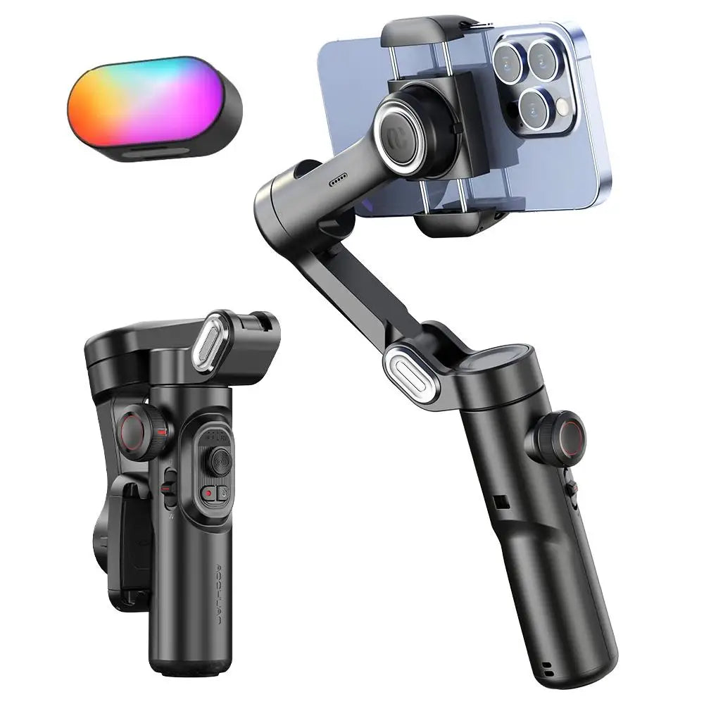 AOCHUAN 3-Axis Handheld Gimbal Stabilizer for Smartphone with Fill Light for iPhone Android Face Tracking Vlog