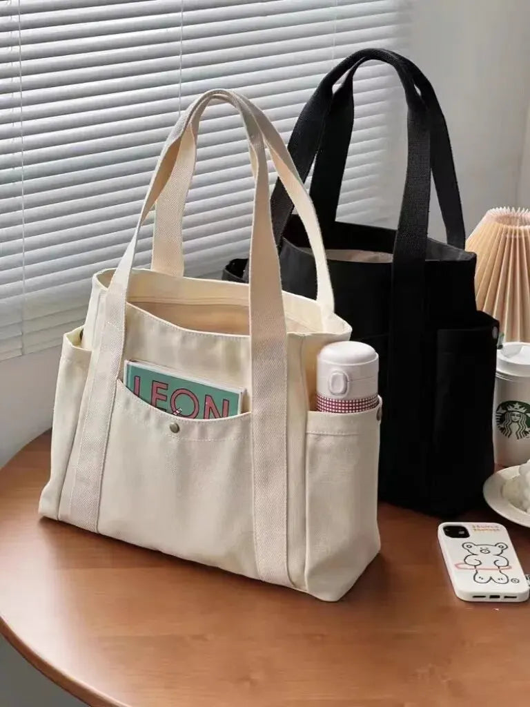 Large Capacity Tote Canvas Bag for Work Outgoing High Appearance Commuting Versatile Art Student Clothing Book Shoulder Bag.