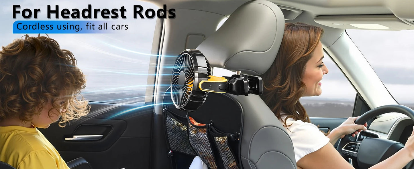 Eary Portable Car Clip On Fan Battery Operated 3 Speed Wind 900 Rotate Quiet Small Air Cooling Fan For Desk Camping Stroller Fan
