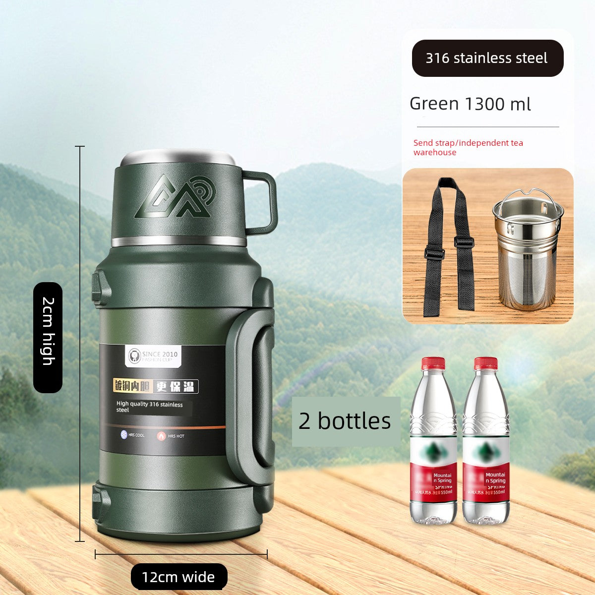 2024 Thermal Pot Large Capacity Men Outdoor Thermal Cold Preservation Dual Use Water Cup