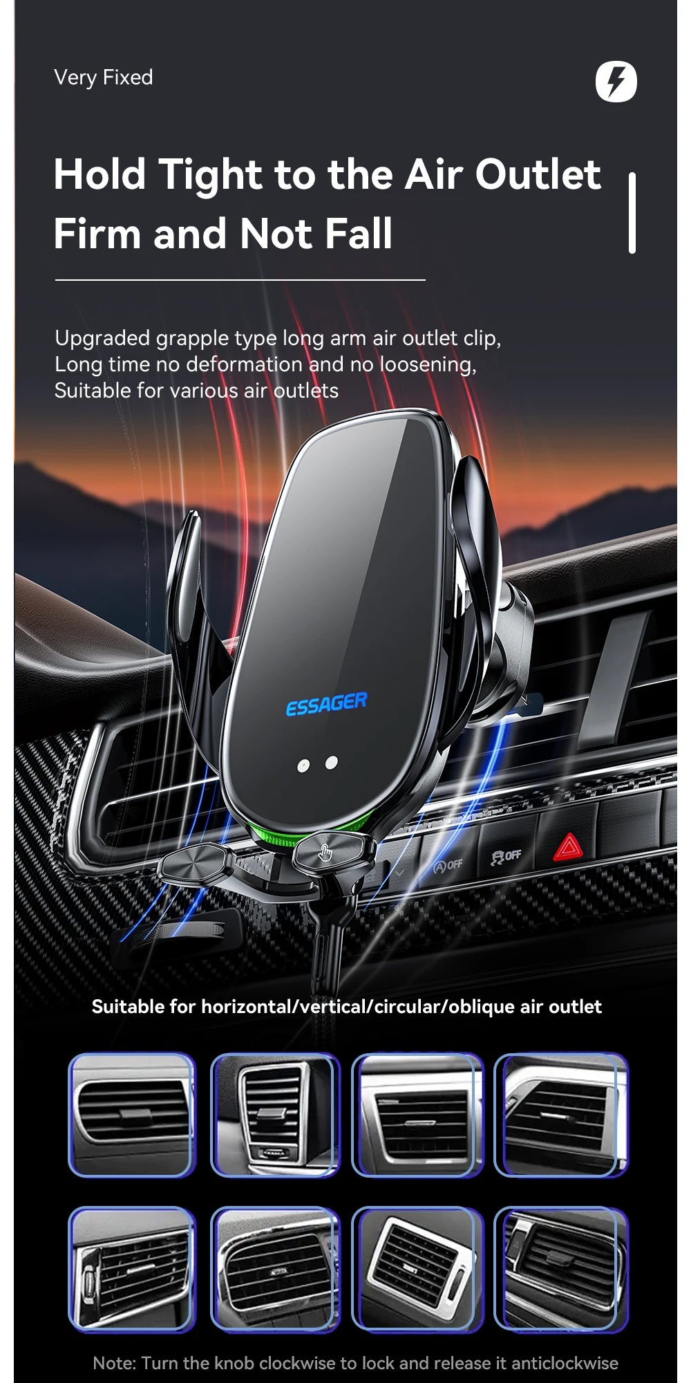 Essager Qi 15W Wireless Charger Car Phone Holder In Car Air Vent Mount For iPhone 14 13 12 X Pro Max Fast Charging