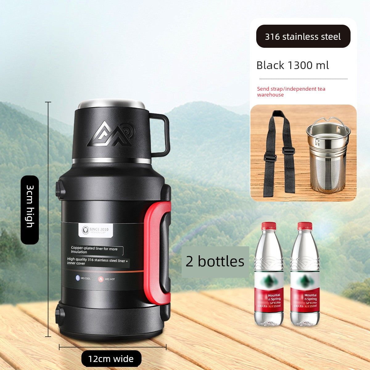 2024 Thermal Pot Large Capacity Men Outdoor Thermal Cold Preservation Dual Use Water Cup