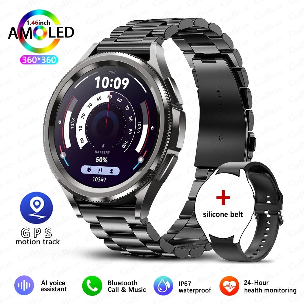 2025 New Watch 6 Classic Smartwatch Men GPS Sports Amoled Screen Heart Rate Waterproof Bluetooth Call Music Smart Watch Women