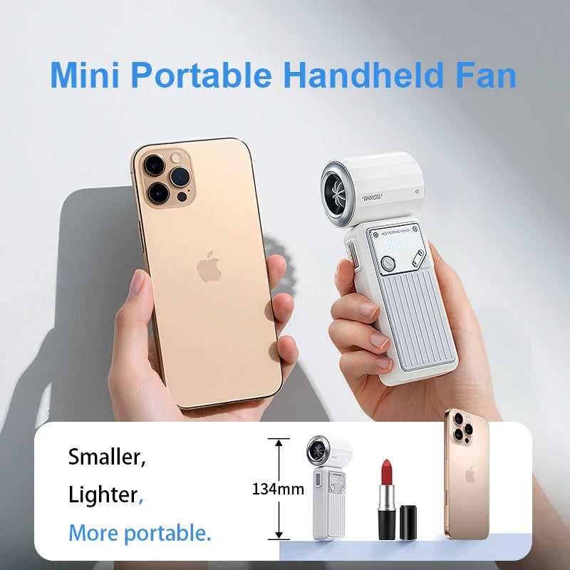 Mini Handheld Fan 4000mAh Pocket Portable High-speed Brushless Motor With Digital Display Outdoor Travel Cooling Turbo Jet Fan