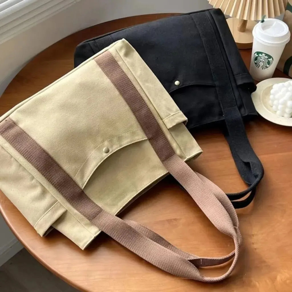 Large Capacity Tote Canvas Bag for Work Outgoing High Appearance Commuting Versatile Art Student Clothing Book Shoulder Bag.