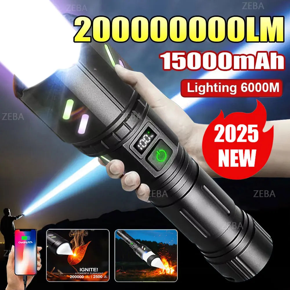 2025 Ultra Powerful Windproof Fire Starting Flashlight Rechargeable High Power Torch Focused Light Source Can Light A Flame Lantern