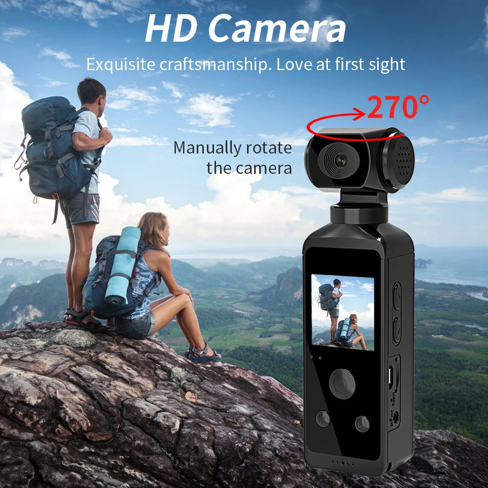 4K Pocket Camera 1080P WiFi Full HD Pocket Camera 270 Rotatable Mini Outdoor Sport DV With Waterproof Case Video Camcorders Gift