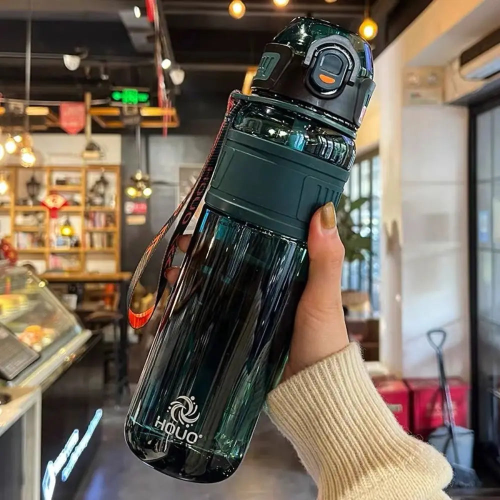 PC 1 Liter Sports Water Bottle Leak Proof Large Capacity Colorful Plastic Cup Silicone Cup Holder Portable Handle